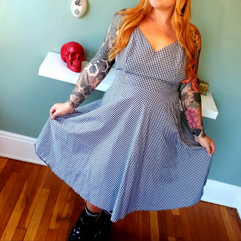 Gingham Halter Dress with Back Bow Tie Size 12